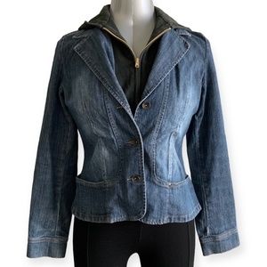 Vintage Retro Y2K Women Denim Jean Hooded Jacket size 38/M